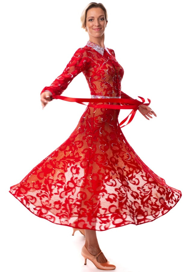 HD Ladies ballroom dress sponsored couples, Red Lace