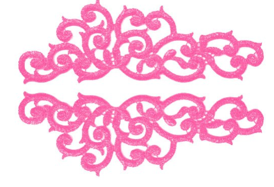 Lisa lace pair Cerise 22cm x 7,5cm wide