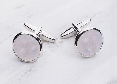 Cufflings silver -  white  pearl