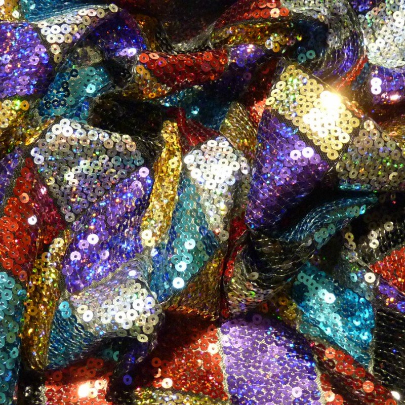 Mesh with sequins  Chess multicolor , 145cm wide