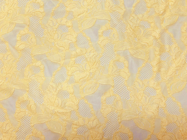 Floral Cascade Stretch Lace Buttercream, 150cm wide.90%PAD , 10%