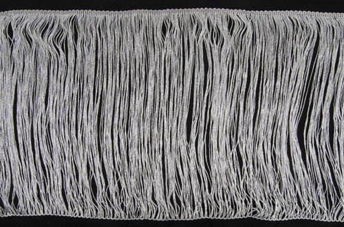 Metallic fringe, Silver, 30 cm long, 80% VIS, 20% LUREX