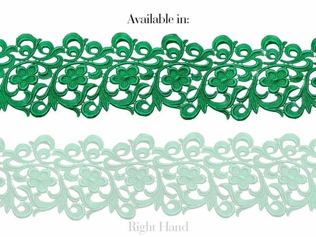 Vintage Left hand, ribbon lace Emerald 14 cm wide