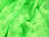 Floral Cascade Stretch Lace Electric Green, 150cm wide.90%PAD ,