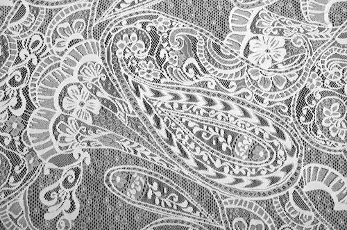 Stretch lace Paisley, White, 140 cm wide, 80% PA, 20% EA