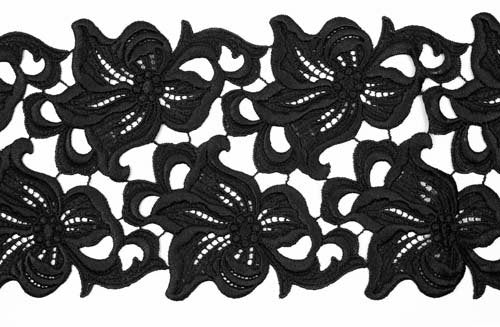 Ribbon lace Lily, Black, 15 cm wide