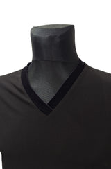 HD Chlapecký top do 'V', dlouhý rukáv, se sametovým lemem